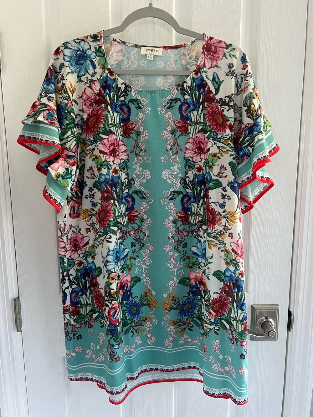 Umgee Turquoise Floral Multicolor Mini Dress